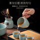 Ru kiln kung fu tea set high-end tea making azure teapot tea cup home office tea making 12 head azure Ru kiln Xishi teapot