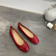 Huili Jun Doudou Single Schuhe Frauenschuhe 2025 Neue Sommer Vielseitige Bowlicht Mund Ballett Schwangere Frauen flache Schuhe J683-4 Schwarz 35