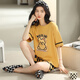 Summer Women's Short Sleeve Cotton Plaid Pajama Set Summer Pure Cotton Korean Home Clothing Can Be Cartoons for Outdoor Y9857 M (Suggested 75-95Jin [Jin equals 0.5 kg])