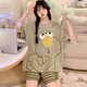 
Xushansi pajamas for women in summer fat mm200Jin [Jin equals 0.5 kg] plus fat plus size shorts shorts cartoon cute home clothes summer suit 679 green dinosaur 4XL recommended 172-200Jin [Jin equals 0.5 kg]