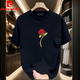 Pierre Cardin Traje de pareja de alta gama camiseta de verano 2025 NUEVA SUMMER SUPER HOT Internet Celebry Pure Cotton Special de manga corta para hombres Black [frontal grande K1049 Rose rojo simple L Recomendado 120-140Jin [Jin iguala 0.5 kg]