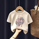 Short-sleeved thin cute style T-shirt children's summer suit 2025 trendy girls summer pure cotton baby girl fashionable top - SL 689# back bag T white 100 (recommended 22-30 Jin [Jin equals 0.5 kg])