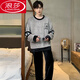 Langsha Coral Coral Velvet Invierno Pajamas Otoño e invierno en espesas más Velvet Adolescentes de ropa para hombres Flanela Ropa para el hogar 3882 Letras Plumas L Hombres L