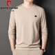 Pier Cardin high-end long-sleeved T-shirt men's spring and autumn pure cotton sweatshirt men's 2025 new round neck top T-shirt base shirt Trendy T 6625-green M 165 suggestion 120 Jin [Jin equals 0.5 kg]