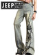 Jeep Spirit Jeep Flame Jeep Jeans Herren Sommertrendmarke Straight Pants High Street Style 692-Black XL [120-135jin [Jin entspricht 0,5 kg]]