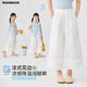 Moonkids Girls Pure Cotton Neun-Punkte-Hosen mit Breitbeinszenen Sommer dünne Kinder weiße Spitzenhosen Moskito-vorsichtige Mädchen 2025 Neuer Sommeranzug Zwei-Pair [15317 Weiß + 15268 Blau] 110 cm
