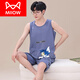 Catman (MiiOW) teenager pajamas men's summer vest pure cotton thin 12-13-15 years old sleeveless vest 16 junior high school students 1289 vest turmeric Bikachu M teenage version 60-80Jin [Jin equals 0.5 kg] 140-152CM