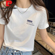 Pierre Cardin (Pierre Cardin) Schulter-T-Shirt für Frauen kurzärmelige INS Trendy Summer Wear 2025 Neues reines Baumwoll-T-Shirt Kurzes Hemd Kleine Top kleine Frauenkleidung Ke693 Weiß M.