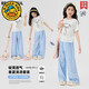 
G. DUCKKIDS Girls Summer Set 2025 New Fashionable Children's Internet Celebrity Summer Style Junior High School Students Summer Short Sleeve Two-Piece Set 18908 Gradient Blue + 15277 Blue 120 cm