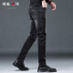 Encourage jeans men's slim feet men's casual men's clothing youth washing long pants men's spring and summer 1048-Black official 28