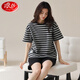 LangSha (LangSha) high-end 2025 summer pajamas for women pure cotton shorts Korean version cute plus size for outer cotton home clothing set A9855 M (75-95Jin [Jin equals 0.5 kg])