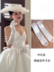 CLCEY Wedding Gloves Bridal Dress Satin French Retro Lace Hand Sleeve White Long Wedding Sleeve Arm Cover White Satin Pleated Style About 40cm