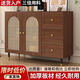 Youyao sideboard integrated wall-mounted modern minimalist restaurant tea cabinet kitchen storage cabinet French walnut color rattan bucket cabinet Rattan style walnut color 120cmA sideboard