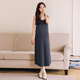 
Miduli maternity dress summer 2025 new large size suspender skirt vest long skirt maternity dress black L