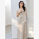 
Vanciman Fashionable Sleeveless Vest Suit Skirt for Women 2025 Summer New Straight Skirt Two-Piece Set M9905 Original Maple Color XL