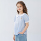 PawinPaw cartoon bear children's clothing 25 spring and summer new girls cute lapel short-sleeved shirt sweet Blue blue/50 110