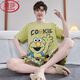 浪莎（LangSha）纯棉睡衣男士夏季短袖卡通青少年初高中大学生全棉家居服大码套装 RGD-6621# 3XL 标准身高180-185/体重180-20
