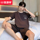 Hengyuanxiang men's pajamas summer Xinjiang cotton short-sleeved shorts thin teen casual large size can be worn outside home clothing suit yzt9201 3XL men
