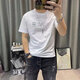 
Xuji Ice Silk Short Sleeve T-shirt Men's 2025 Summer New Printed T-shirt Slim Half-sleeved Ice Sexy Men's Sweatshirt 846 Blue M