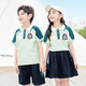 Tongran Kindergärtner Sommer Neue Grundschule Uniform Klassenuniformen 1. Juni Performance Kleidung Cotton Sports Britisch -Stil Set 6625 Kurzärmel + Shorts 100 Größe