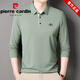T-shirt à manches longues Pierre Cardin Pierre pour hommes T-shirt de revers en coton pur moyen mince pur d'âge moyen.