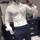 JEEP SPIRIT spring slim shirt men's new style anti-wrinkle long-sleeved striped casual white shirt business formal CS70 striped white long-sleeved M (100-115Jin Jin equals 0.5 kg)
