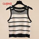 Ancient and Modern (GUJIN) [Contrast Color Stripes] Knitted Small Slings for Women in Spring and Autumn Underwear Base Shirt Niche Sleeveless Short Top