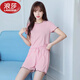LangSha home wear women's summer thin ice silk pajamas solid color simple large size short-sleeved wearable suit new style green shopkeeper M (recommended 80-100Jin Jin equals 0.5 kg)