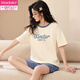 Pajamas de manga corta de mujeres modales para el algodón delgado de verano de algodón delgada de algodón grande de verano se puede usar afuera para la caricatura informal de primavera y otoño GXT6636 L (recomendado 95-115 Jin [Jin iguala 0.5 kg])