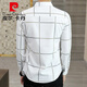 Pierre cardin spring and autumn plaid casual shirt men's long sleeve thin high-end shirt business slim fashion trendy clothes needle 9922 dark gray M (90-105Jin[Jin equals 0.5 kg])