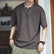 
KAZUKI KURAISHI KURAISHI Trendy Brand Henry Shirt Short Sleeve Men's Summer 2025 New versatile and fashionable simple loose casual top Dark gray XL Suitable for 145-160Jin [Jin equals 0.5 kg]