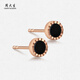 Chow Tai Sang 18K gold and black onyx earrings, classic and versatile earrings, a gift for my girlfriend on holidays and anniversaries, about 0.8g