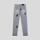 Heart Crome Heart CH FANTARIO CH Washable Old Cross Leather Jeans Men and Women Light Luxury Pants Luxury pantalones rectos tienda de hombres y mujeres 9905 azul claro 28
