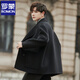 ROMON double-sided fleece coat men's short 2025 new Korean style windbreaker winter thickened wool suit jacket black M (120~140Jin Jin equals 0.5 kg)