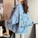 FHHUABD TIK TOK Denim Jacket's 2023 Spring y Autumn New Spiled Borded Contrasted Dephin Chaqueta de mujeres Landy 9926# estilo de imagen [Azul] L [sugerido 116-130Jin [Jin iguala 0.5 kg]]