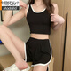 Pyjamas modal pour femmes en été Internet célébrités de mode vêtements de mode 2025 Un ensemble complet de costumes de vêtements de sport modaux pour les femmes portant un costume de gilet extérieur 12035 Gris foncé M recommandé 80-95jin [Jin est égal à 0,5 kg]
