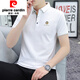 皮尔卡丹（pierre cardin）夏季商务修身纯棉POLO.衫短袖t恤男装中年翻领衬衫 黑色 683款  薄款 4XL 165-185斤