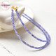 ZHIO Tanzanite Bracelet for Women East China Sea Crystal Agate Jade Small Sugar Cube Scattered Bead Necklace Blue Gemstone Bracelet Bead Diameter About 2mm - Hand Circumference About 15+3cm Extension Chain