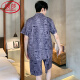 
LangSha light luxury ice silk pajamas men's summer short-sleeved pants thin young boys summer men's home clothing new suit 12532 [Yunduo Cotton Crepe] L (suggested height 170, weight 100-
