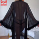 Catman Mesh Black Mariffon Nightgown Robe Velvet Big Flare Sleeves For Women Xia Bing Silk Sexy Translucent Bathrobe étendu 679 Love Super Long Red S recommandé 85-105Jin [Jin est égal à 0,5 kg] / 160cm ou au-dessus