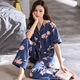 
LangSha 2025 new pajamas women's summer short-sleeved trousers lapel cardigan middle-aged mother's home clothes can be worn outside PDDQ9928 L [recommended 100-120 Jin [Jin equals 0.5 kg]]