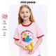 MiniPeace heat-blocking and anti-bacterial Sesame Street co-branded Peacebird children's clothing girls pink short-sleeved T-shirt summer wear crystal powder 140