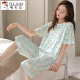 Specht Summer Pyjamas Frauen 2025 Neue Kurzarm-Kumpel Hosen Set Summer Dünn Frauen niedlicher Cartoon Home Anzug Kurzarm geschnittene Hosen-679 L Empfohlen 100-120jin [Jin gleich 0,5 kg]