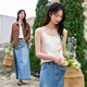 梵希蔓时尚休闲背心吊带女2025年夏季新款气质百搭圆领打底衫上衣 A1396 杏色 M