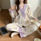 猫人（MiiOW）春秋季新中式纯棉月子服产后产妇孕妇哺乳睡衣夏季薄款套装45月份 1105蓝天鹅 M [80-100斤]