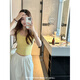 FHHUABD Agencia de Noticias Coreana 6626 Chaleco básico de taza en forma de I para mujeres con senos laterales, delgada y hermosa espalda, ropa interior y exterior, ropa interior base, rosa, talla individual 80-130