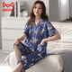 猫人（MiiOW）睡衣女夏季短袖七分裤开衫棉质翻领宽松大码休闲家居服套装可外穿 NX9871 M 女