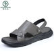 Sandalias de carpintero para hombres de moda 2025 ropa de verano sin deslizamiento de zapatillas de playa casuales sin deslizamiento para hombres de cuero suave para hombres, zapatillas de doble propósito transpirables gris 11155 38