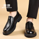Aokang Leather Shoes Men's Slip-On Business Casual Shoes Genuine Leather Wedding Shoes Soft Sole Soft Surface Formal Shoes Middle-aged and Elderly Dad Shoes Black 1255114007H 40