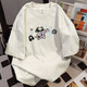 Bunte Edelsteine ​​schwere runde Hals weiße Katze gedrucktes kurzärmeliges Hemd für Männer und Frauen Sommer Trendy American Ehepaar Loose Fünf-Punkte-Hülle Top 1416 White Grey L.